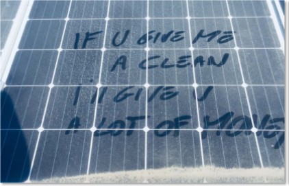 A dirty and dusty solar panel