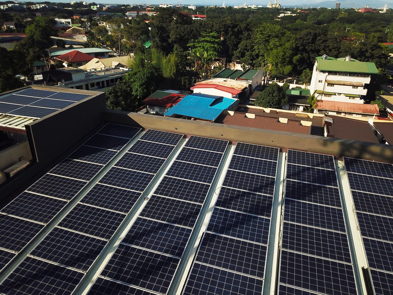 A solar panel blocked by shade