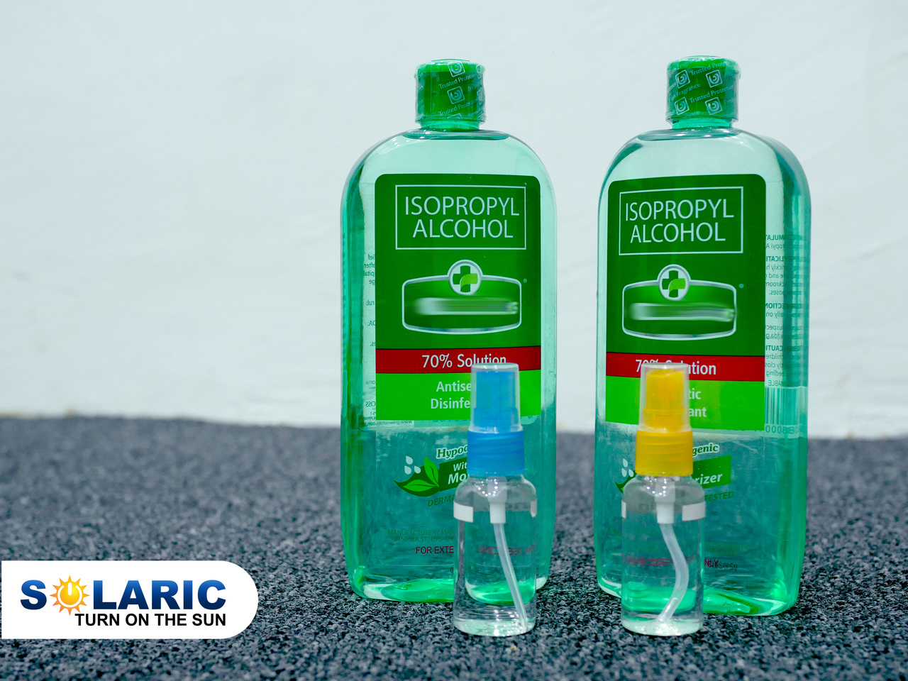 Bottles of alcohol for sanitation