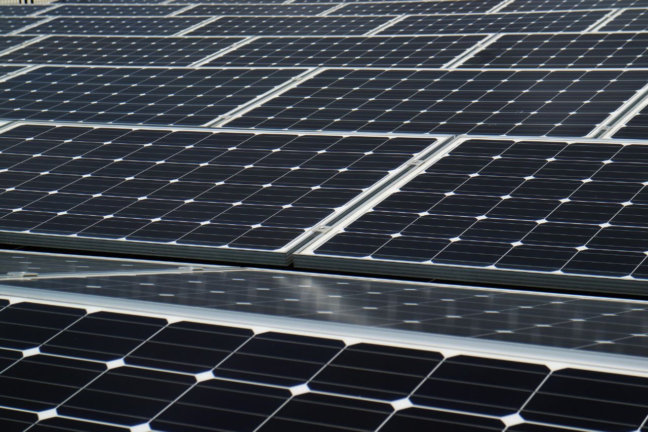 Close up of solar panels