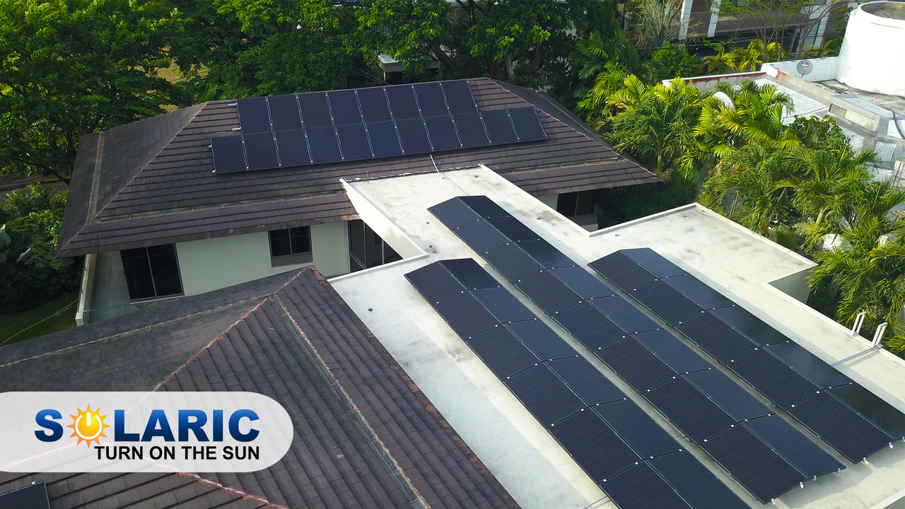 A house with a solar rooftop