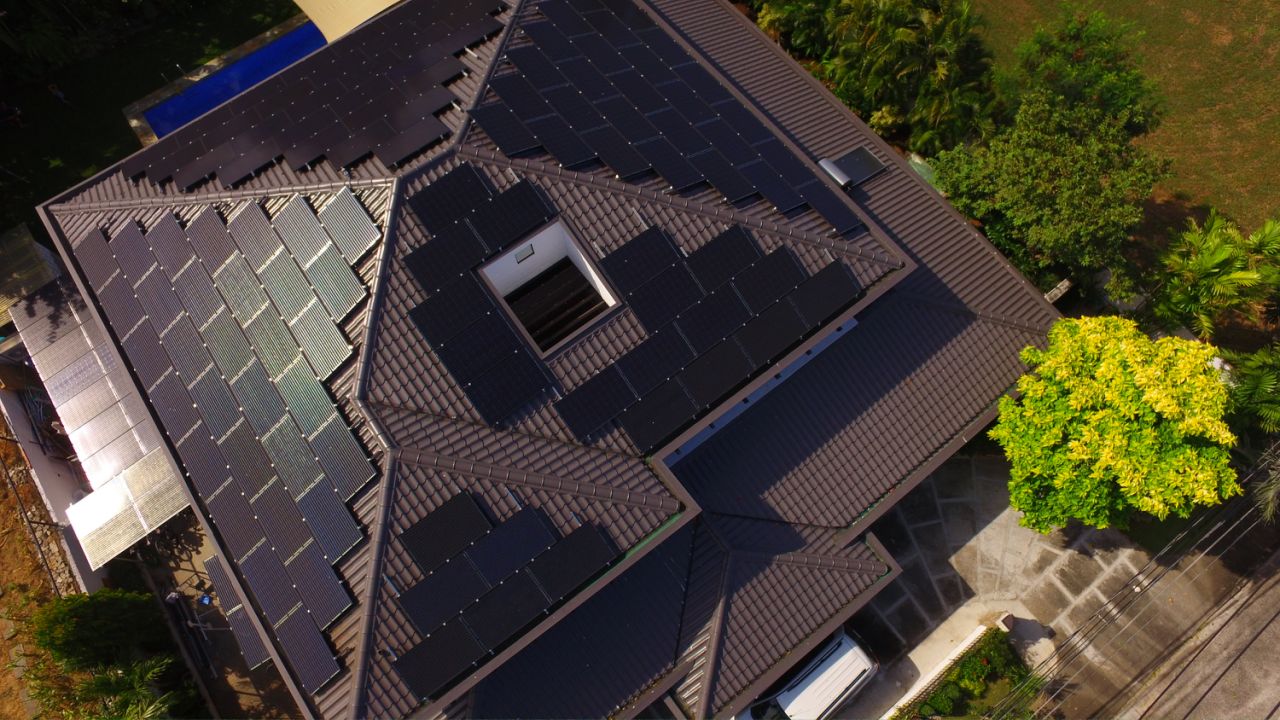 Solar panels on a rooftop