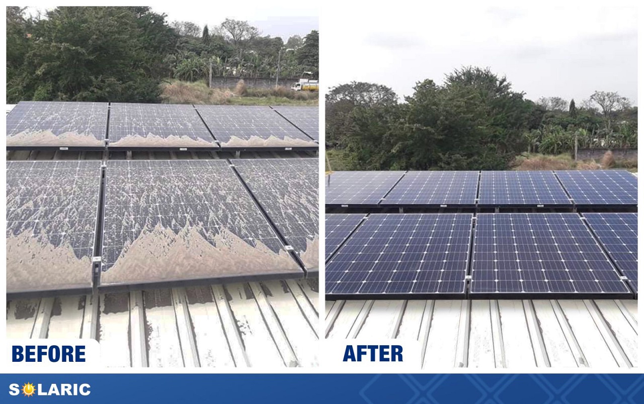 Dirty solar panels versus clean 