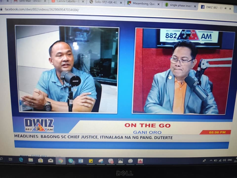 Solaric CEO Mike De Guzman being interviewed on DWIZ 882