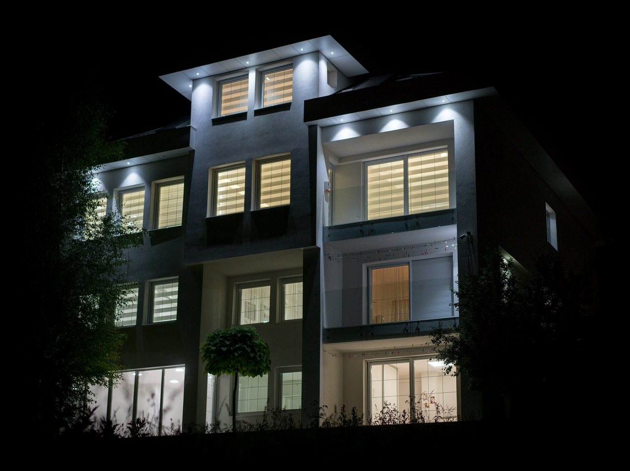 A house illuminated with the power of solar