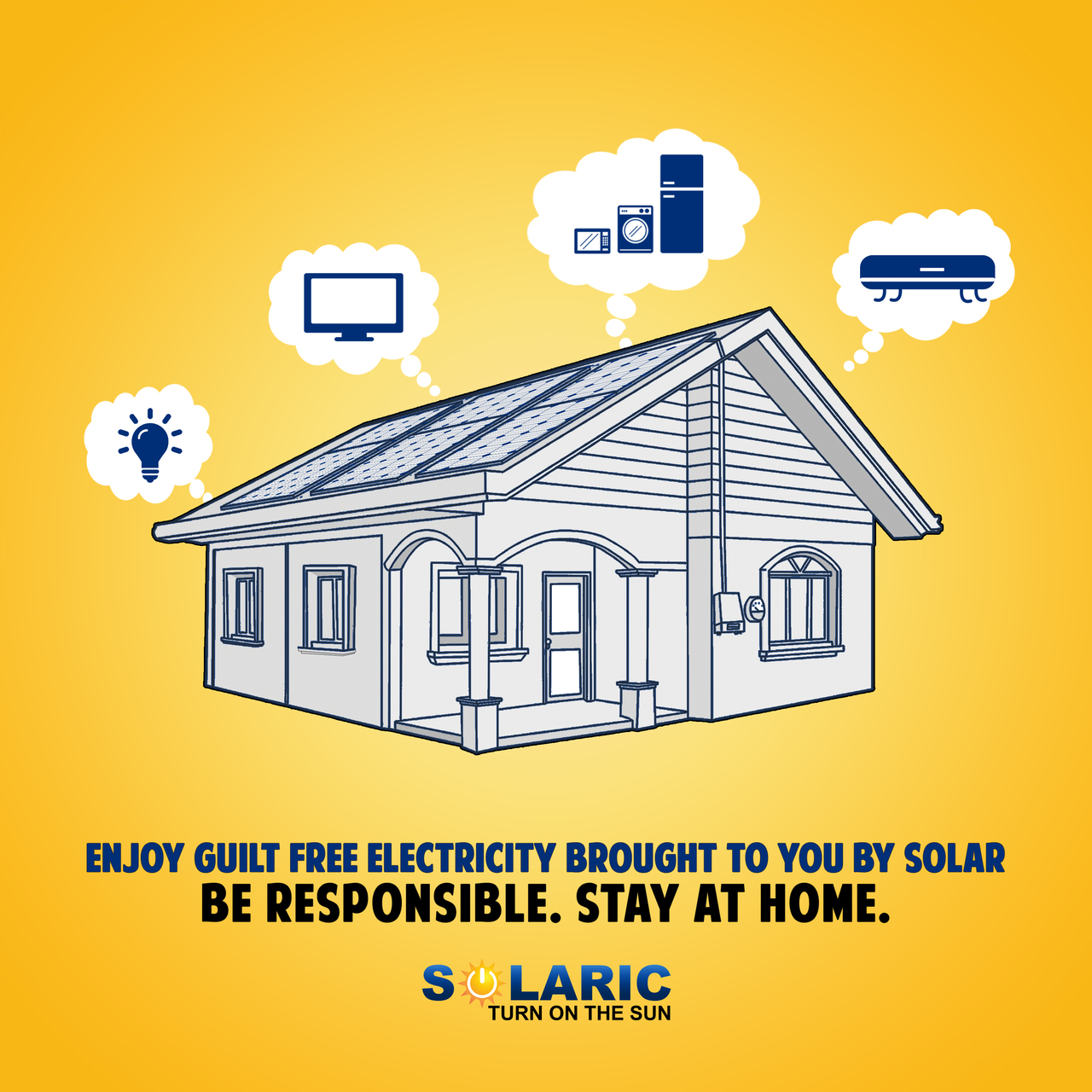 Graphics of a home with solar panels from Solaric