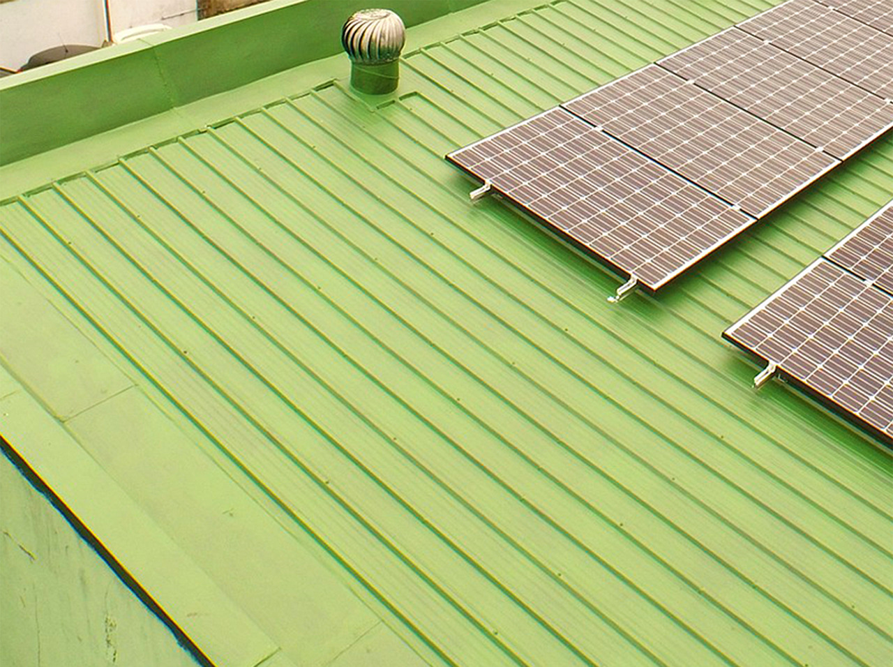 A photo of solar grids on a roof