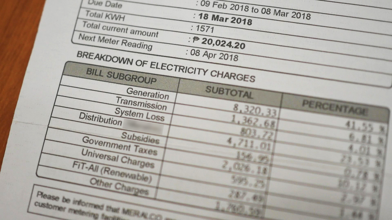 Close up of an electricity bill