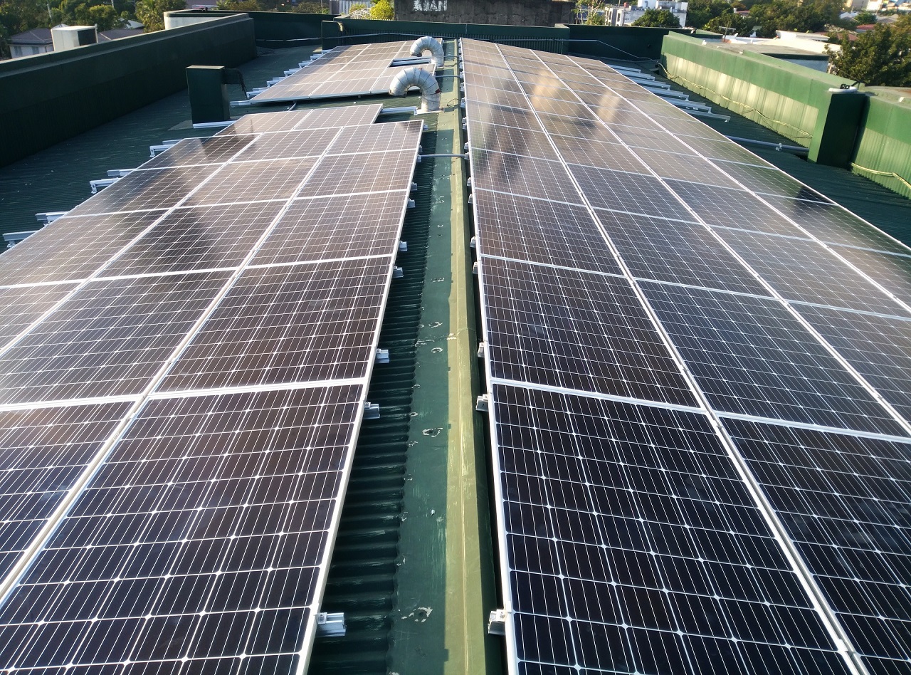 Close up of a solar panel on a roof