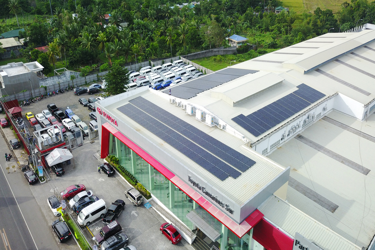 Top view of solar panels used by Toyota